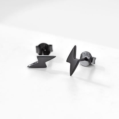 Sterling Silver Lightning Bolt Stud Earrings for