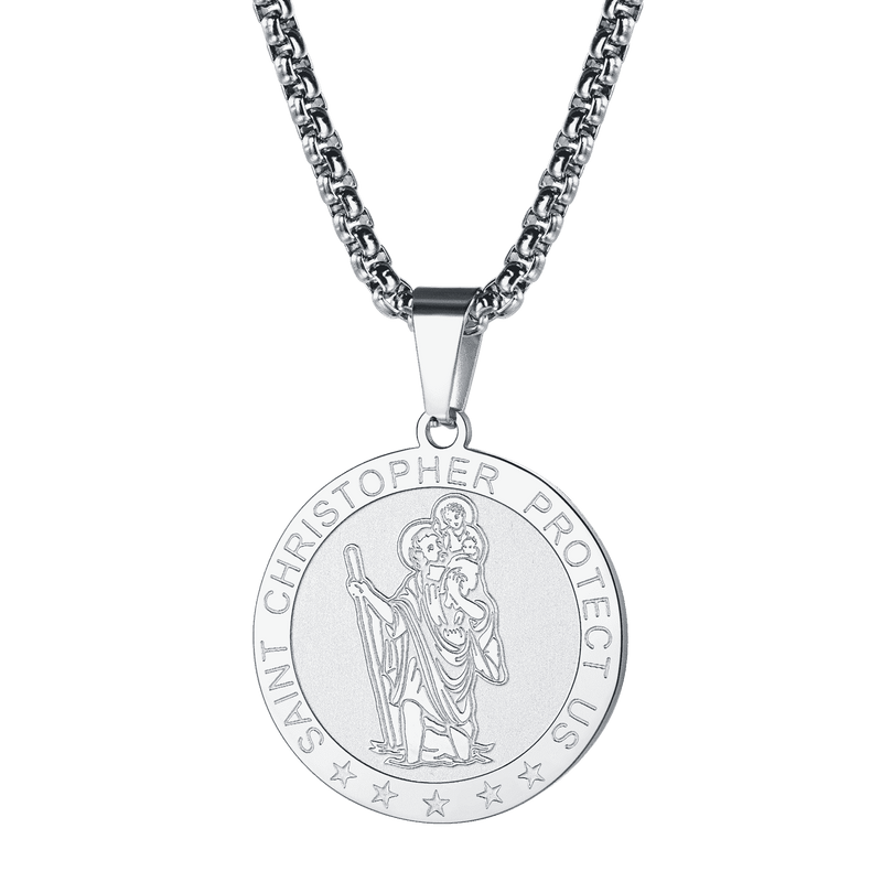 Round St. Christopher Medallion Necklace for