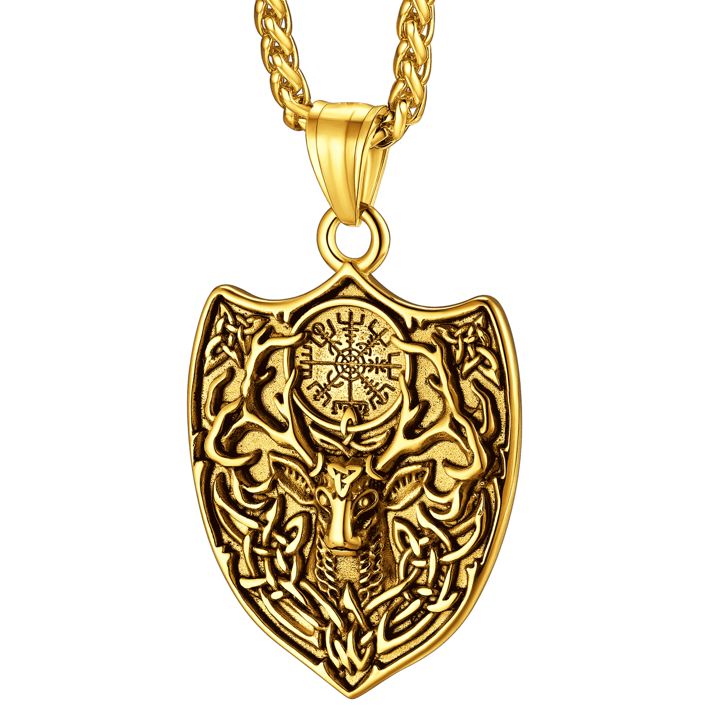 Flash Norse Viking Compass Deer Necklace for