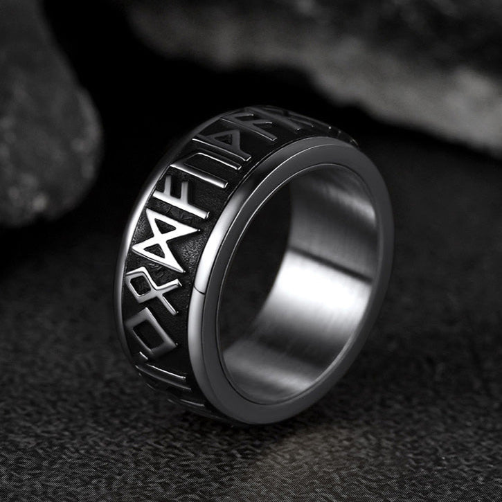 Norse Viking Rune Fidget Anxiety Band Ring for