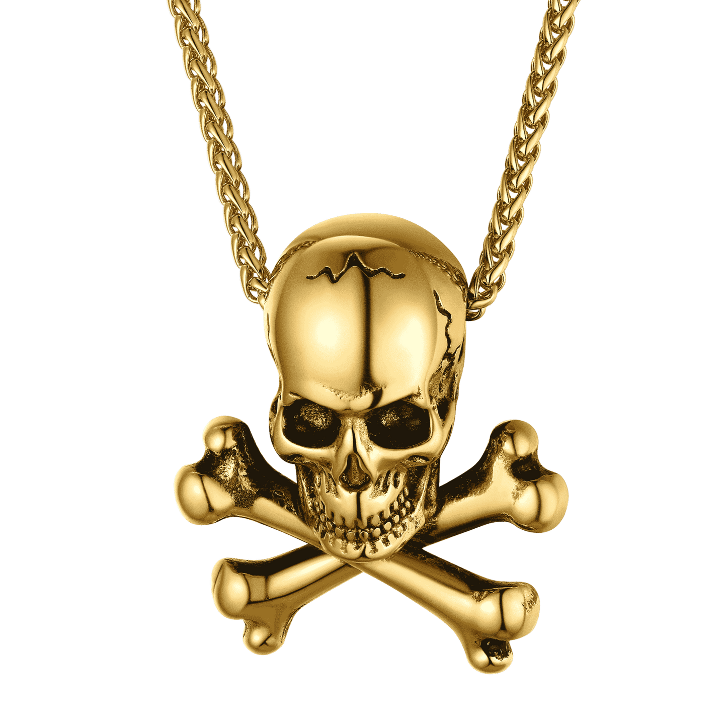 Gothic Pirate Skull Crossbones Necklace for