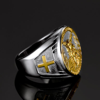 Christian Saint Michael Signet Ring for
