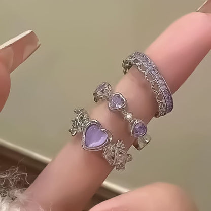 Enchanted Love Crystal Ring Trio: Mystical Bond Set