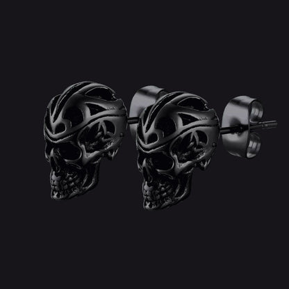 Gothic Celtic Knot Skull Stud Earrings for