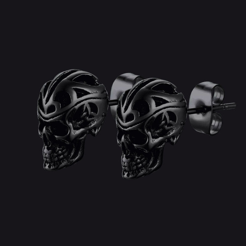 Gothic Celtic Knot Skull Stud Earrings for