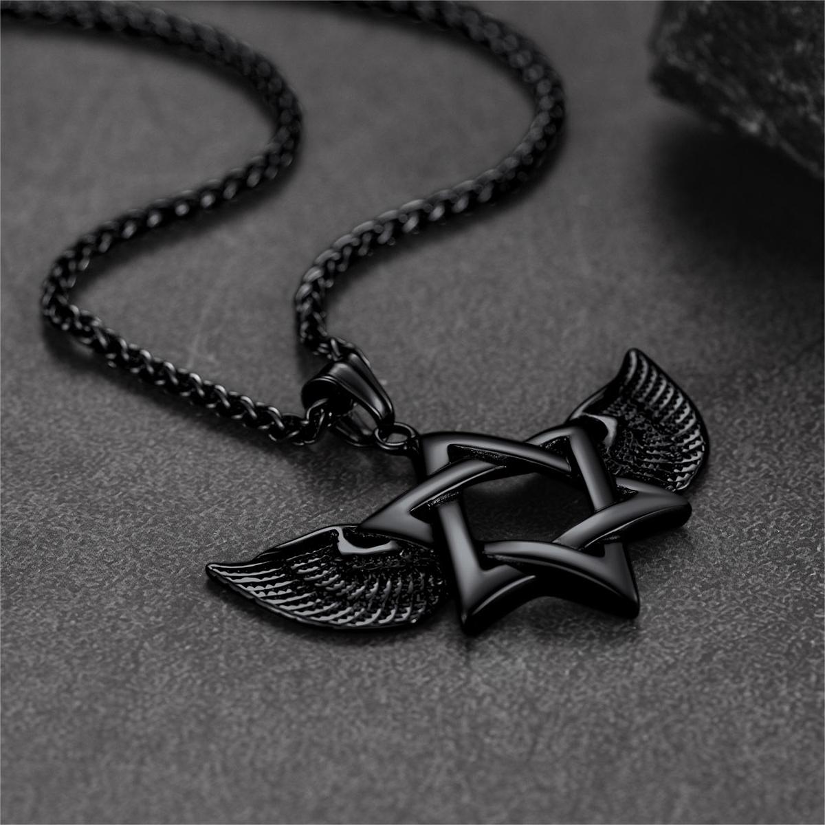 Flash Jewish Star of David Necklace With Wing for