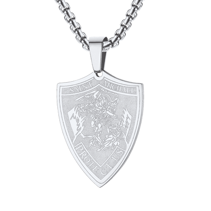 Saint Michael Necklace Archangel Shield Pendant for