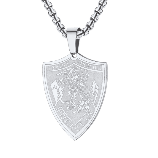 Saint Michael Necklace Archangel Shield Pendant for