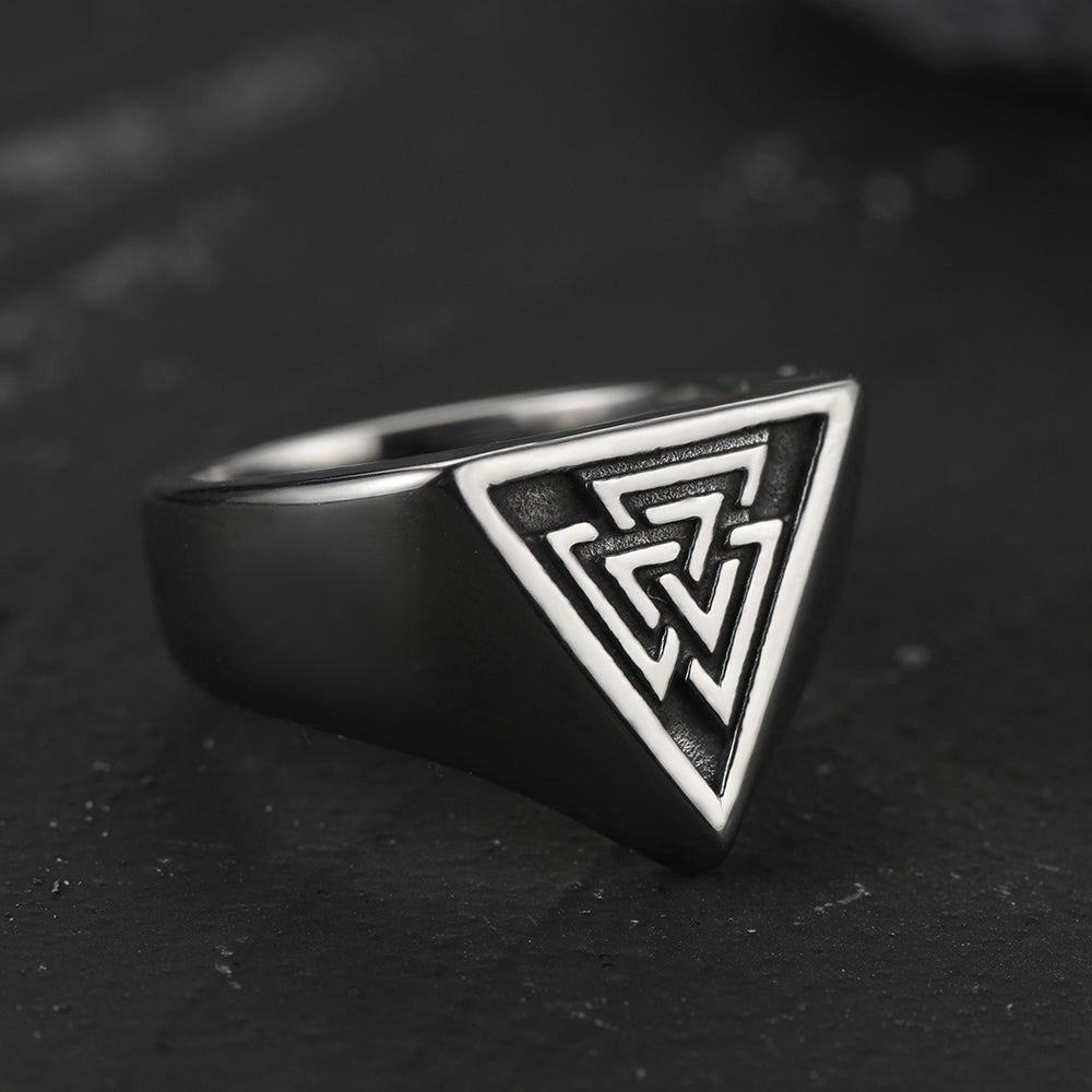 Stainless Steel Viking Valknut Signet Ring for