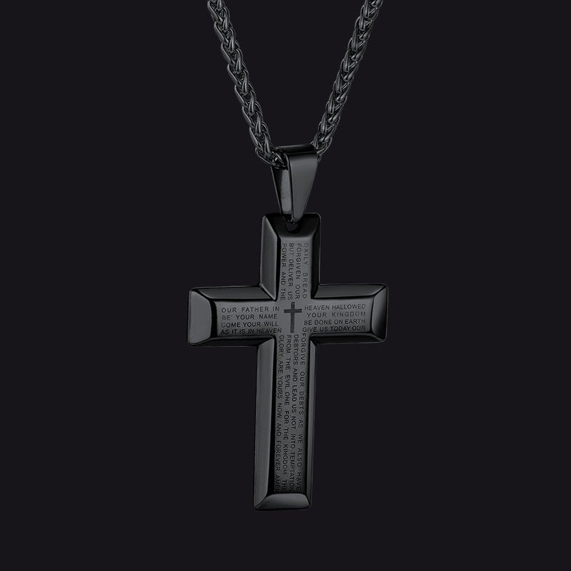 Christian Lord's Prayer Cross Necklace for
