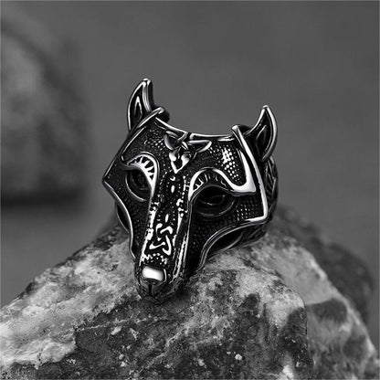 Viking Celtic Wolf Stainless Steel Ring for