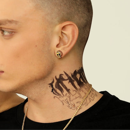Gothic Flaming Skull Stud Earrings for