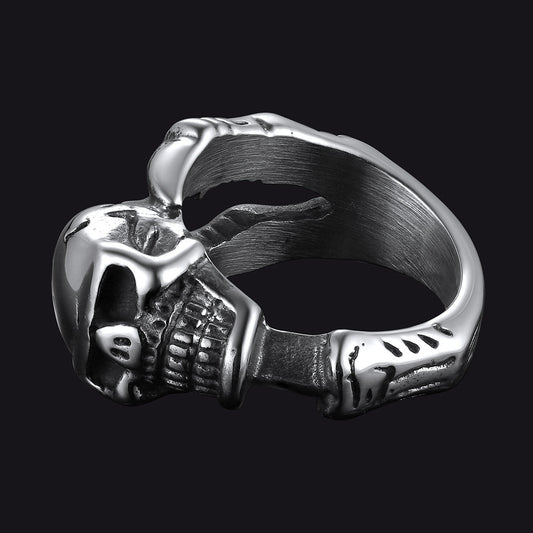 Faithheart Gothic Skull Ring Biker Ring for