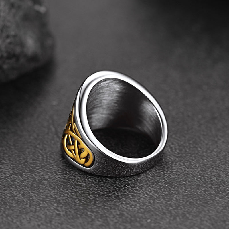 Viking Compass Ring With Celtic Knot for