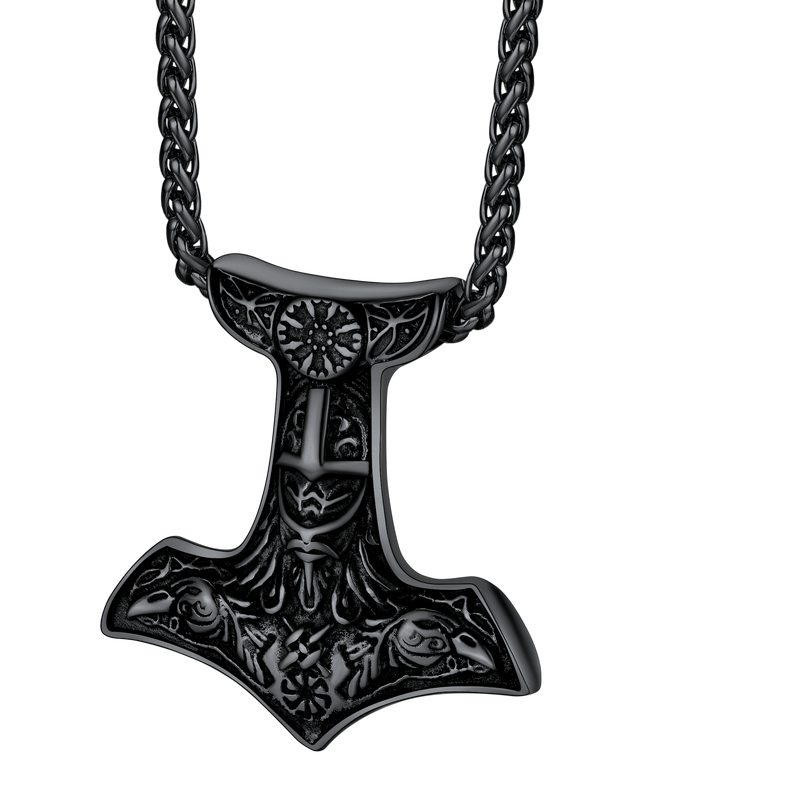 Viking Thor's Hammer Necklace Odin Mjolnir Pendant for