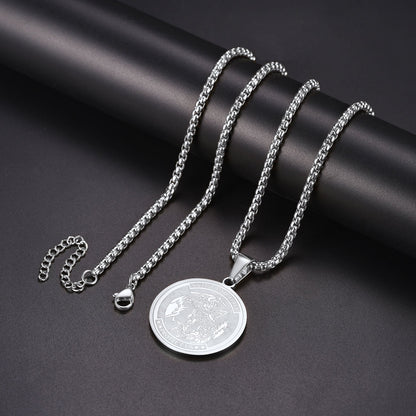 St. Michael Coin Necklace Medal Protection Pendant
