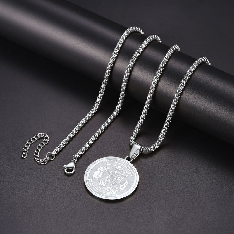 St. Michael Coin Necklace Medal Protection Pendant