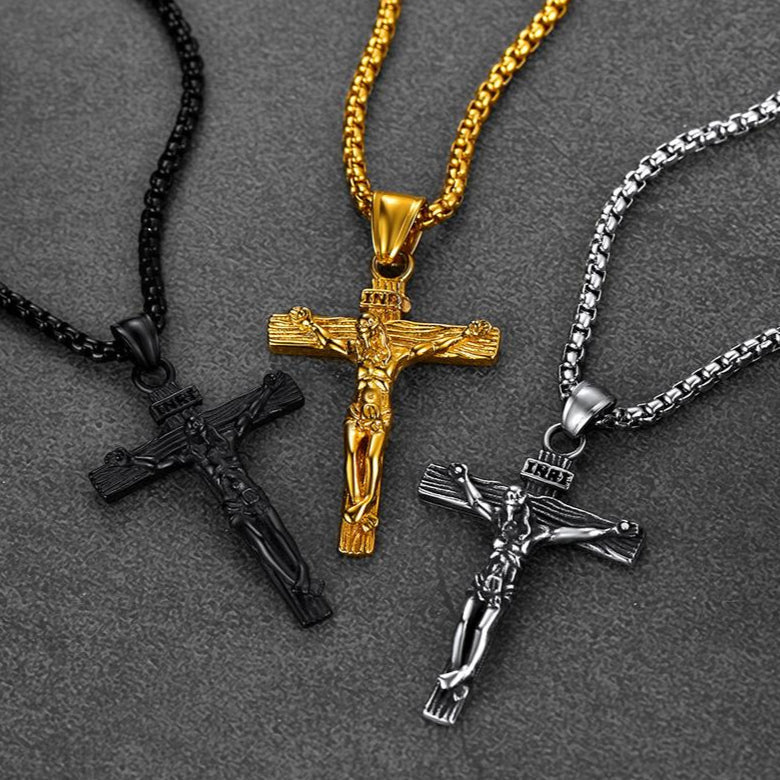 Catholic Crucifix Cross Necklace Jesus Pendant for