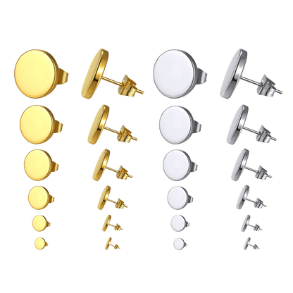 Punk Round Stud Earrings Set for 12 Pairs