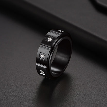 Flash Zircon Rotatable Fidget Ring for Anxiety Stainless Steel