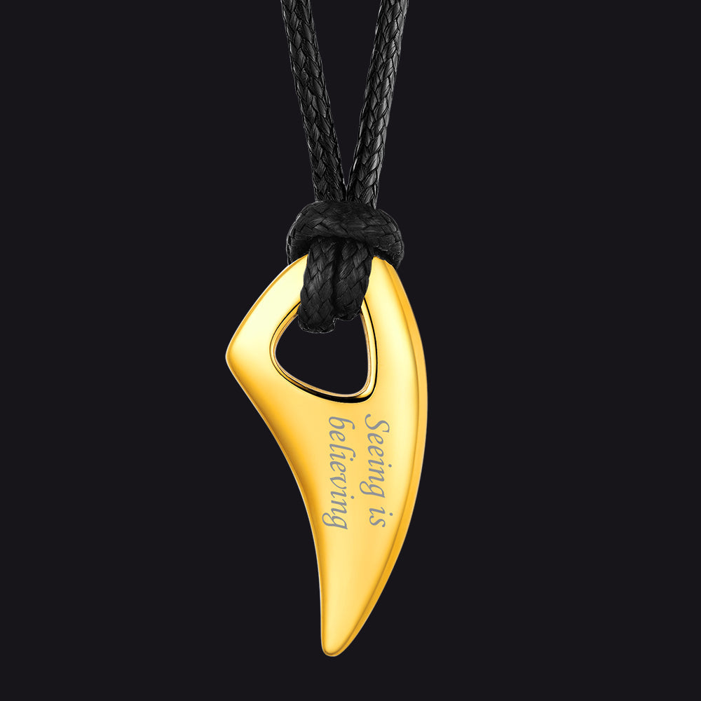 Norse Viking Wolf Tooth Spear Pendant Necklace for