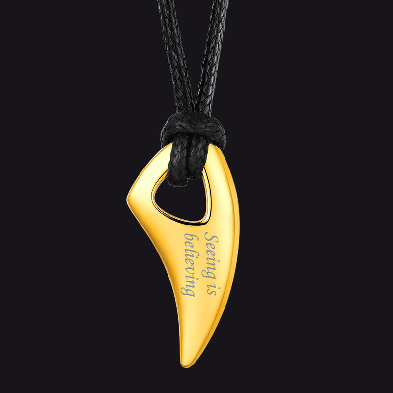 Norse Viking Wolf Tooth Spear Pendant Necklace for