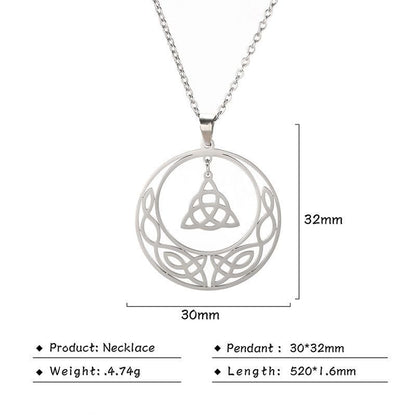 Crescent Moon Triquetra Dangle Necklace