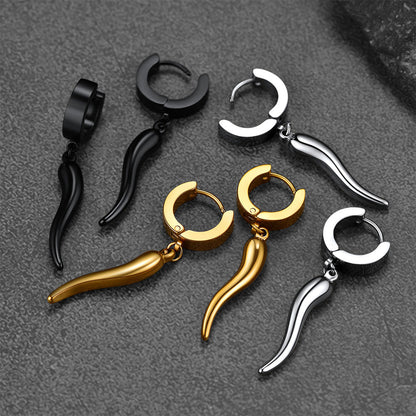 Cornicello Italian Horn Huggie Hoop Earrings for