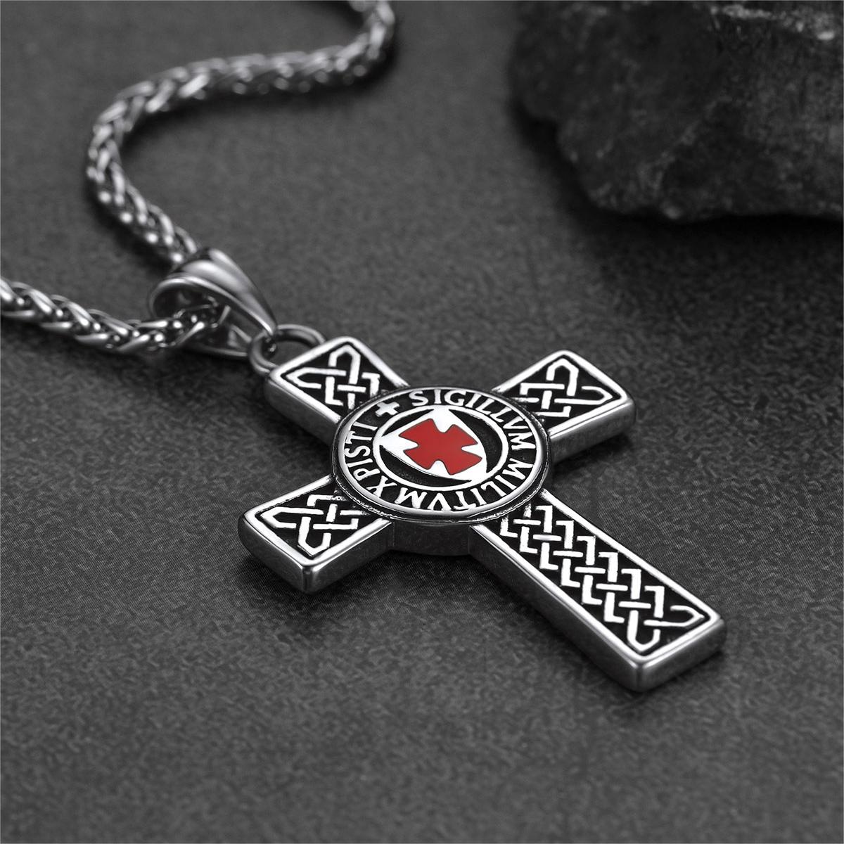 Knights Templar Celtic Cross Pendant Necklace for