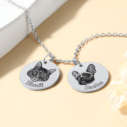 Personalized Pet Portrait Necklace Memorial Gift