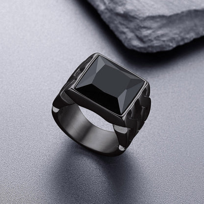 Celtic Black Onyx Signet Ring in Stainless Steel for
