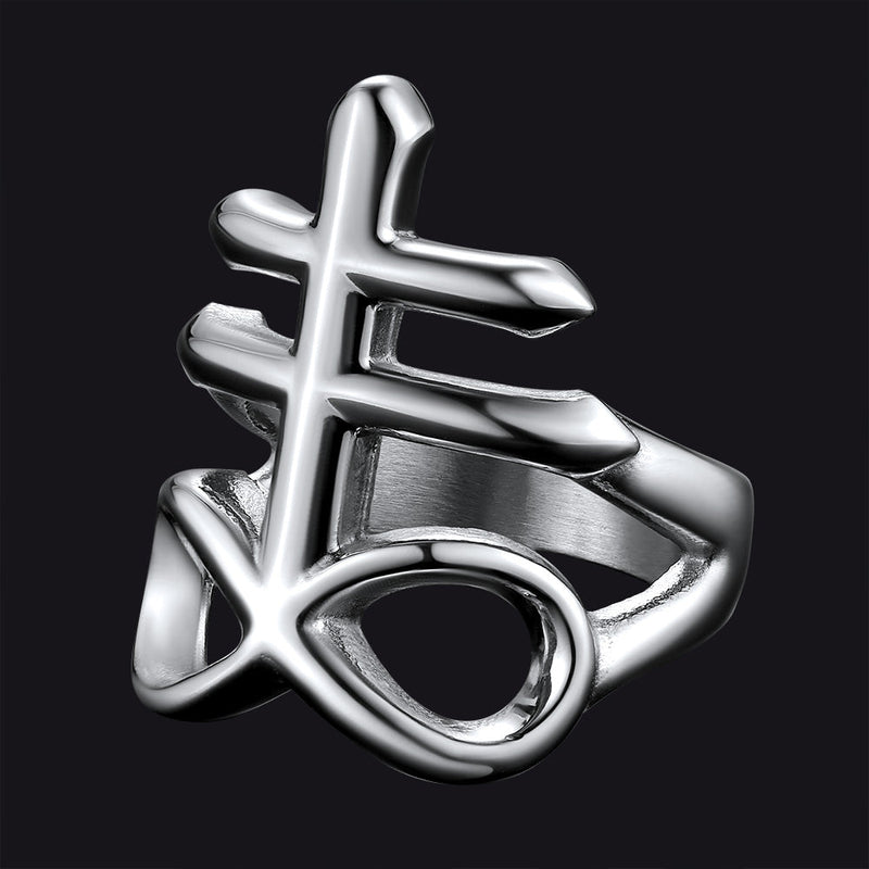 Satanic Leviathan Cross Stainless Steel Ring for