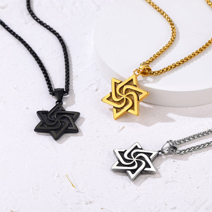 Retro Jewish Star of David Necklace for