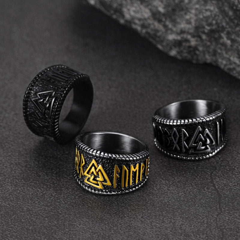 Norse Viking Valknut Ring With Rune for