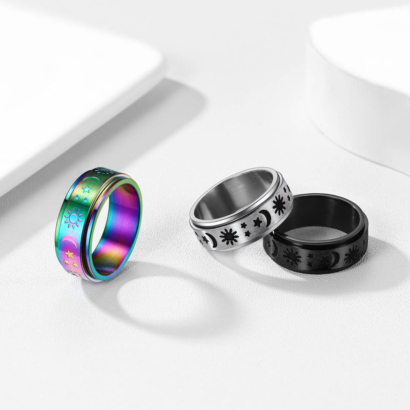 Faithheart Moon Star Sun Ring Fidget Ring for Anxiety