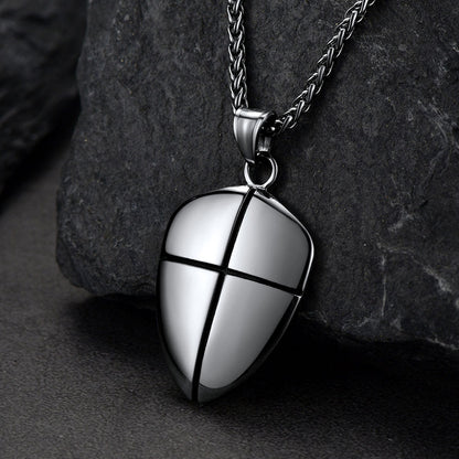 Christian Cross Joshua 1:9 Shield Necklace for
