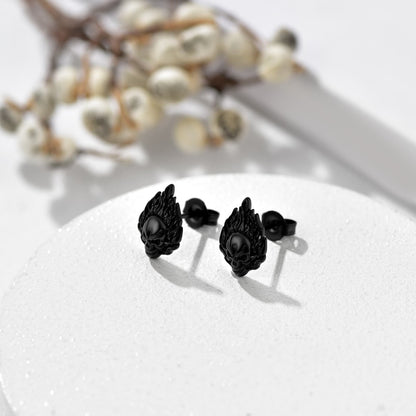 Flame Skull Stud Earrings for