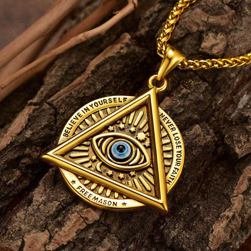 Masonic Triangle All Seeing Eye Necklace for