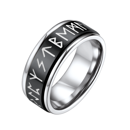 Viking Runes Fidget Anxiety Stainless Steel Ring for Couple