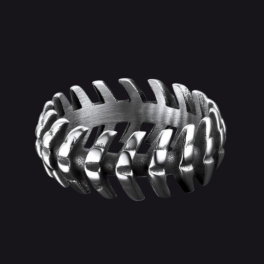 Punk Looped Bone Ring Vertebrae Band Ring for