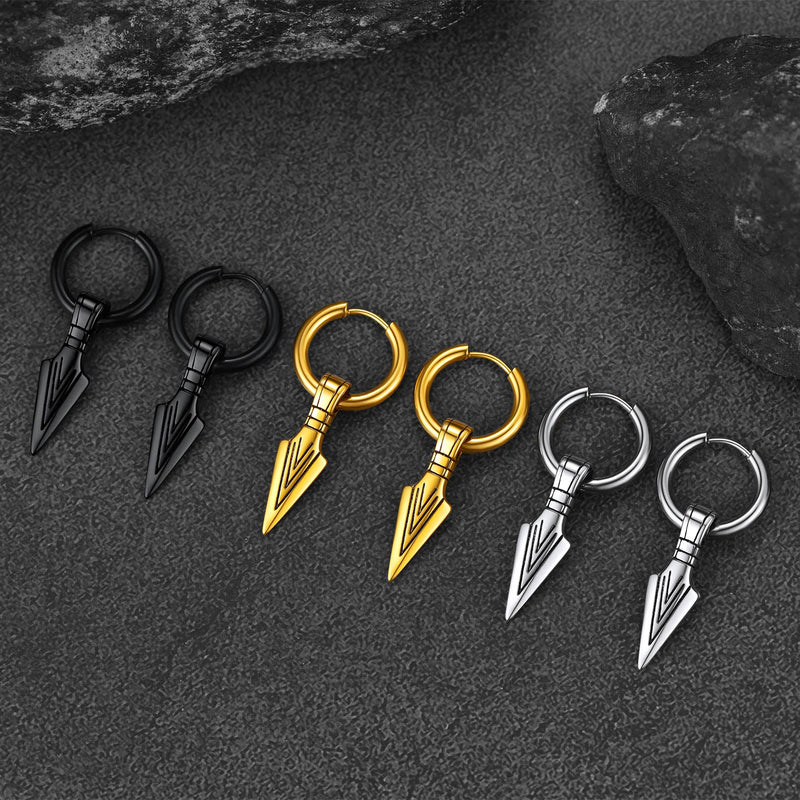 Viking Earrings for – Arrowhead Spear Gungnir Drop Hoop Earrings