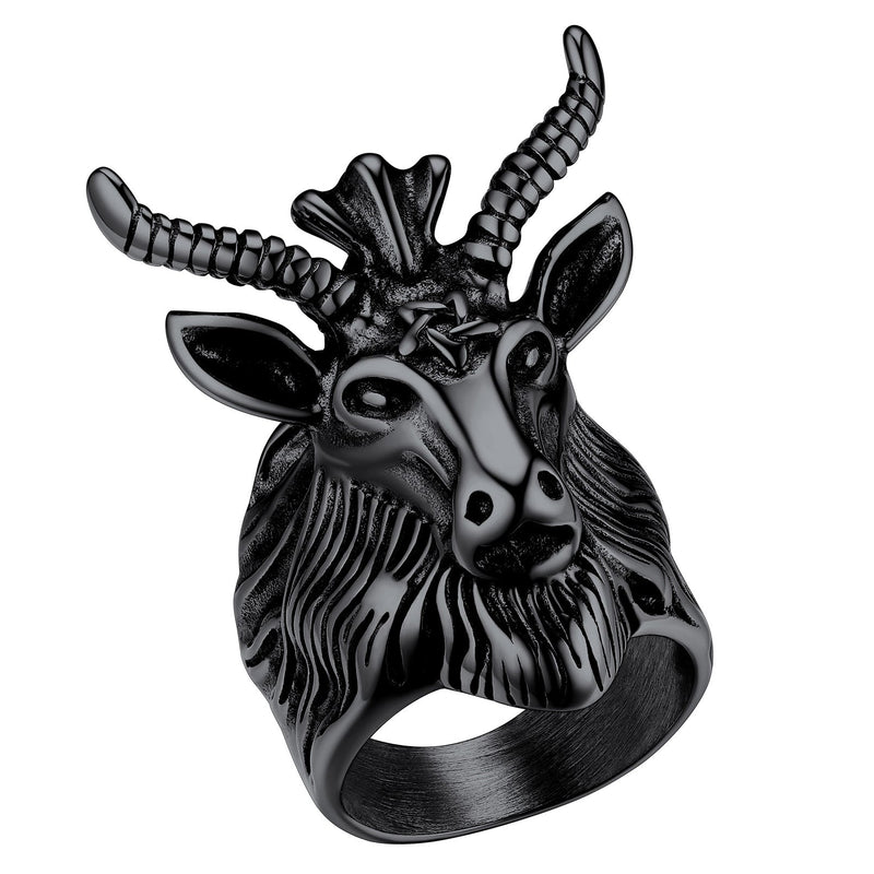 Satanic Baphomet Goat Ring for With Pentagram