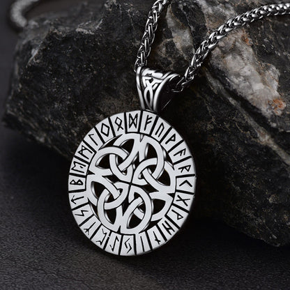 Irish Celtic Knot Necklace With Viking Runes for