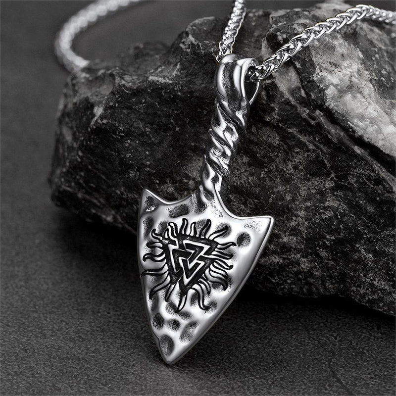 Flash Viking Gungnir Necklace With Valknut Amulet Jewelry for