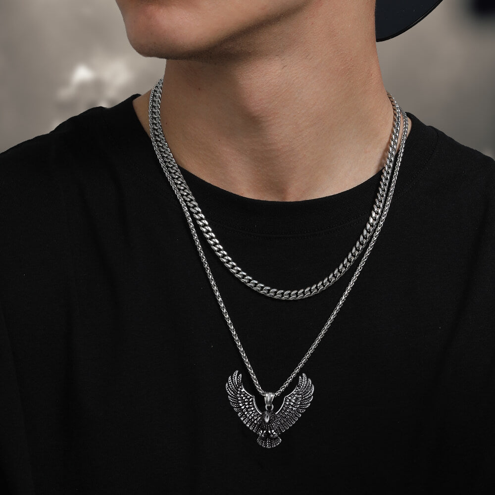Faithheart Eagle Necklace Stainless Steel Pendant for