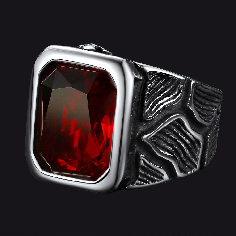 Lava Ruby Ring Stainless Steel Ring for