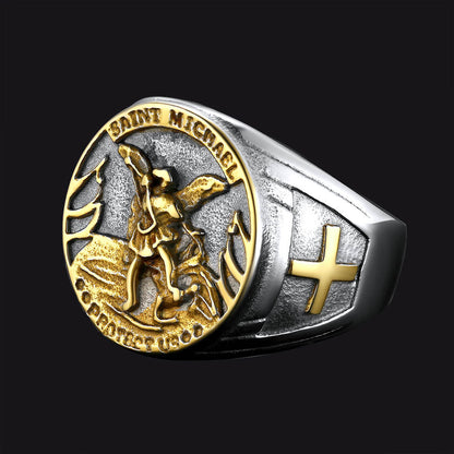 Christian Saint Michael Signet Ring for