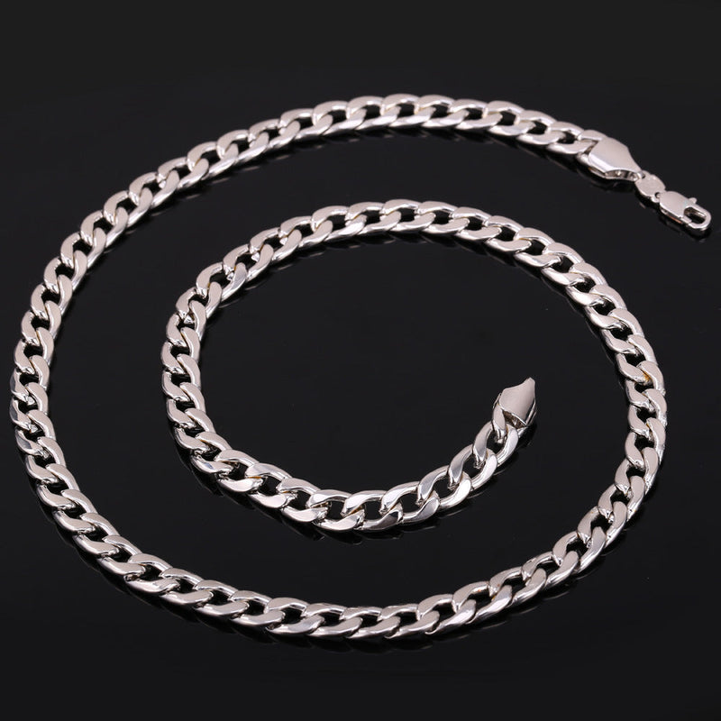 7mm Curb Cuban Chain Link Necklace for