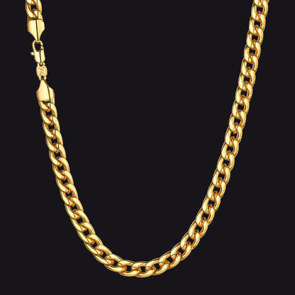 7mm Curb Cuban Chain Link Necklace for