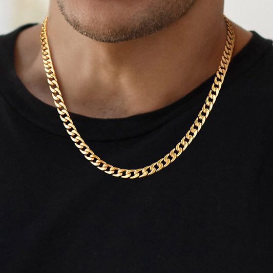 7mm Curb Cuban Chain Link Necklace for